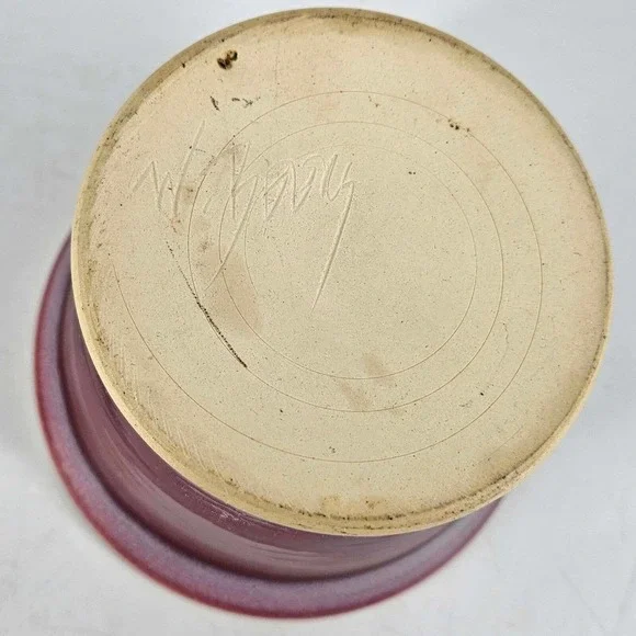 Signed Studio art Pottery Apple Onion Baking Dish 2 tone Glaze